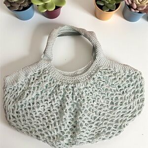 Crochet Tote Bag in Pale Green (Large)